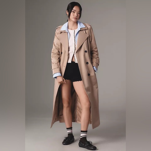 NWT Anthropologie Avec Les Filles Poplin Shirting Belted Trench Coat Medium - Picture 1 of 6